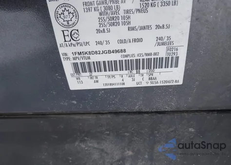 2018 Ford Explorer Xlt z USA, uszkodzony, nr VIN 1FM5K8D82JGB49688